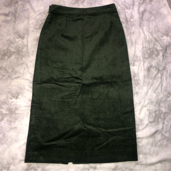Ichi Bea Midi Emerald Corduroy Skirt
